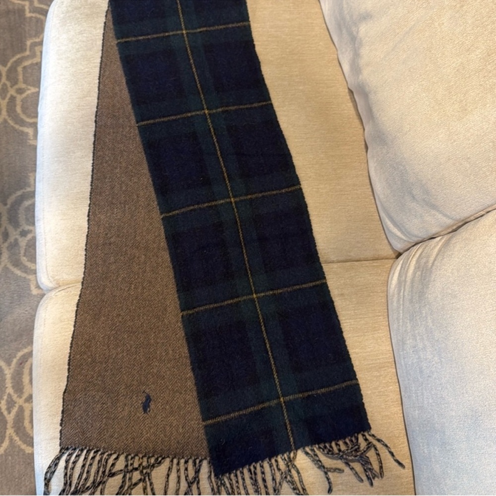 Polo lambswool Scarf - Blue and Brown
